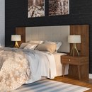 Cabeceira para Cama box Casal em MDP e MDF Estofada Com Dois Criado Mudos Jacarandá Toscana Robel