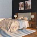 Cabeceira para Cama box Casal em MDP e MDF Estofada Com Dois Criado Mudos Jacarandá Toscana Robel