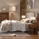 Cabeceira para Cama box Casal em MDP e MDF Estofada Com Dois Criado Mudos Jacarandá Toscana Robel