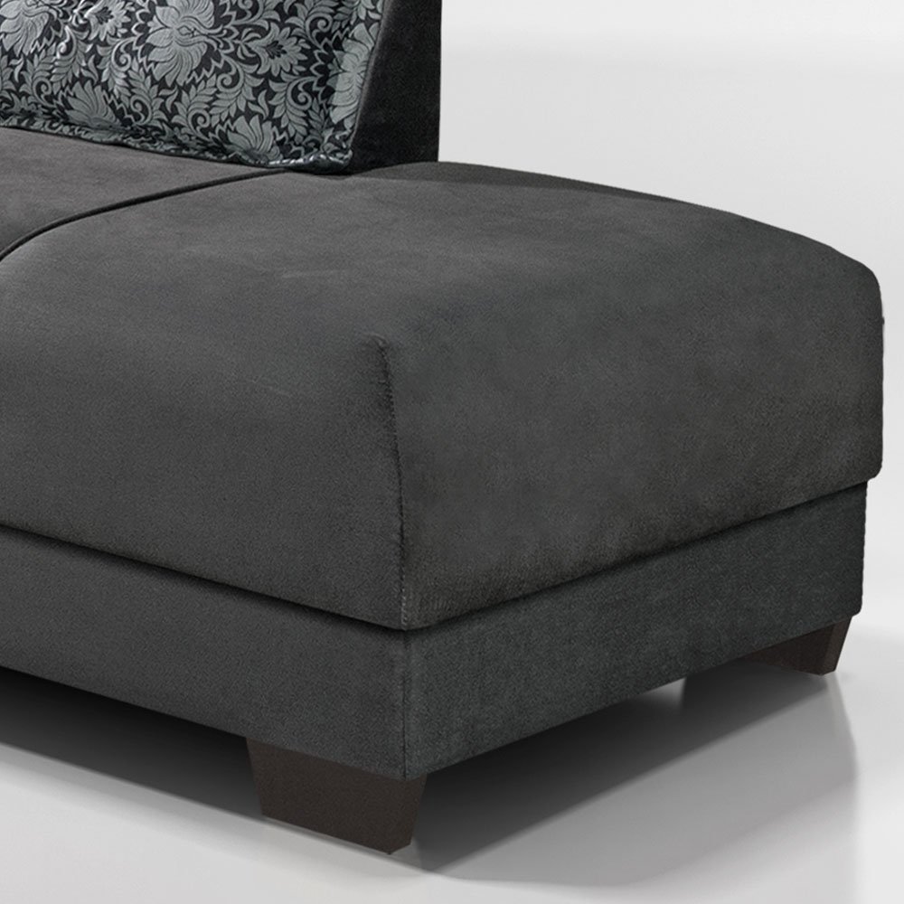 Sofá de Canto 3 e 3 lugares Suede Guarujá Edmil Cinza Lojas Edmil