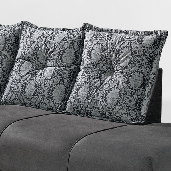 Sofá de Canto 3 e 3 lugares Suede Guarujá Edmil Cinza Lojas Edmil