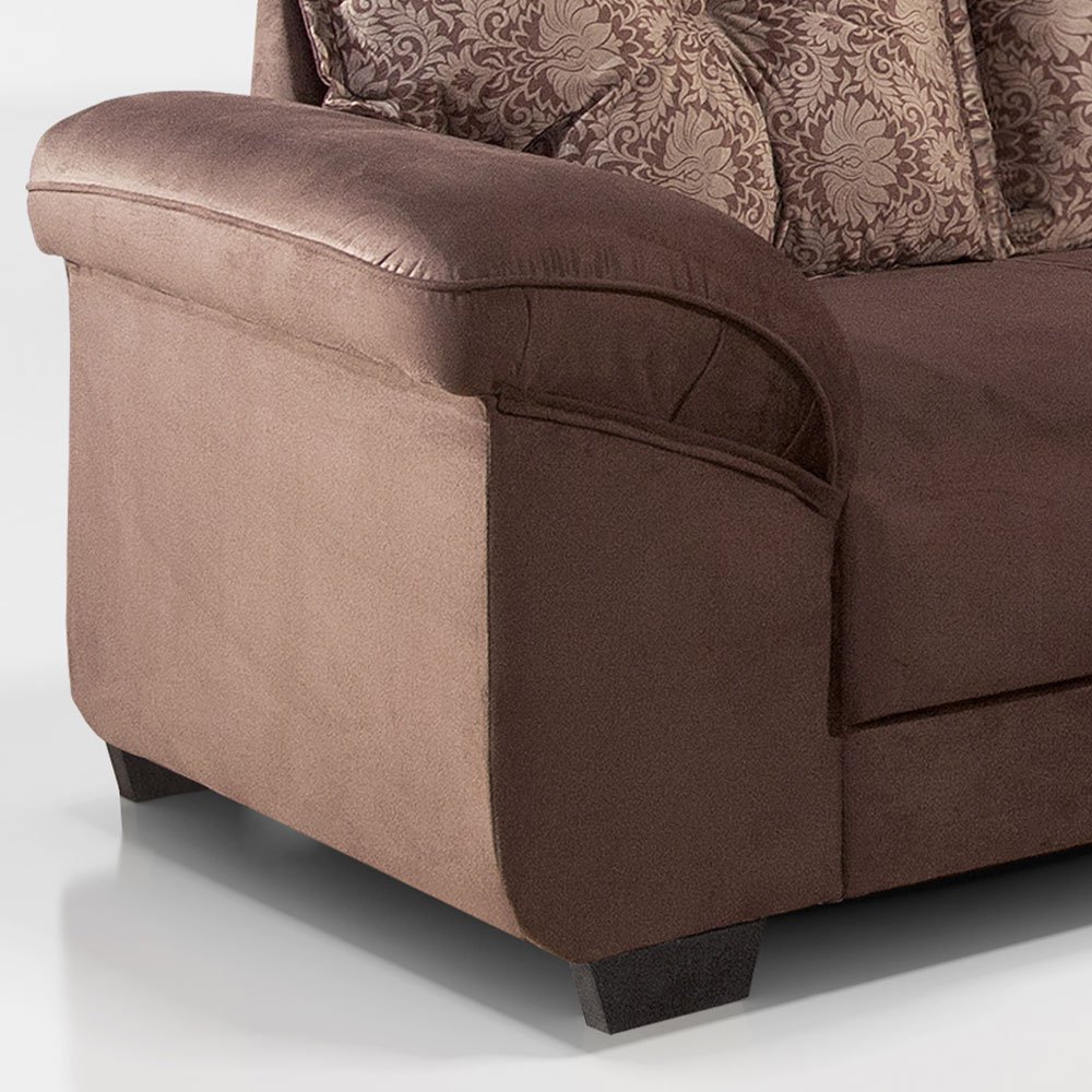 Sofá de Canto 3 e 3 lugares Suede Guarujá Edmil Marrom Lojas Edmil