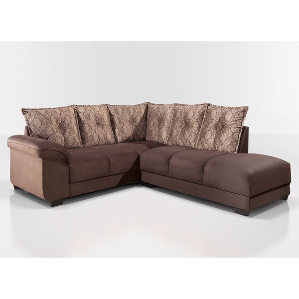 Sofá de Canto 3 e 3 lugares Suede Guarujá Edmil Marrom Lojas Edmil