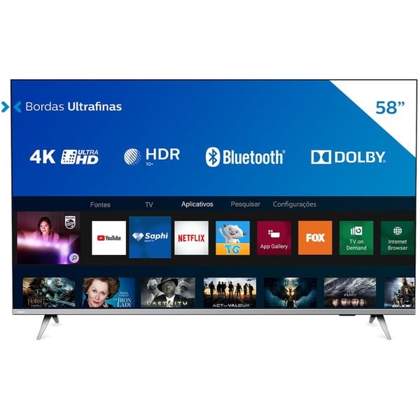 Smart TV Philips LED Ultra HD 4k 58 Wi-Fi Tela Infinita Wi-Fi e