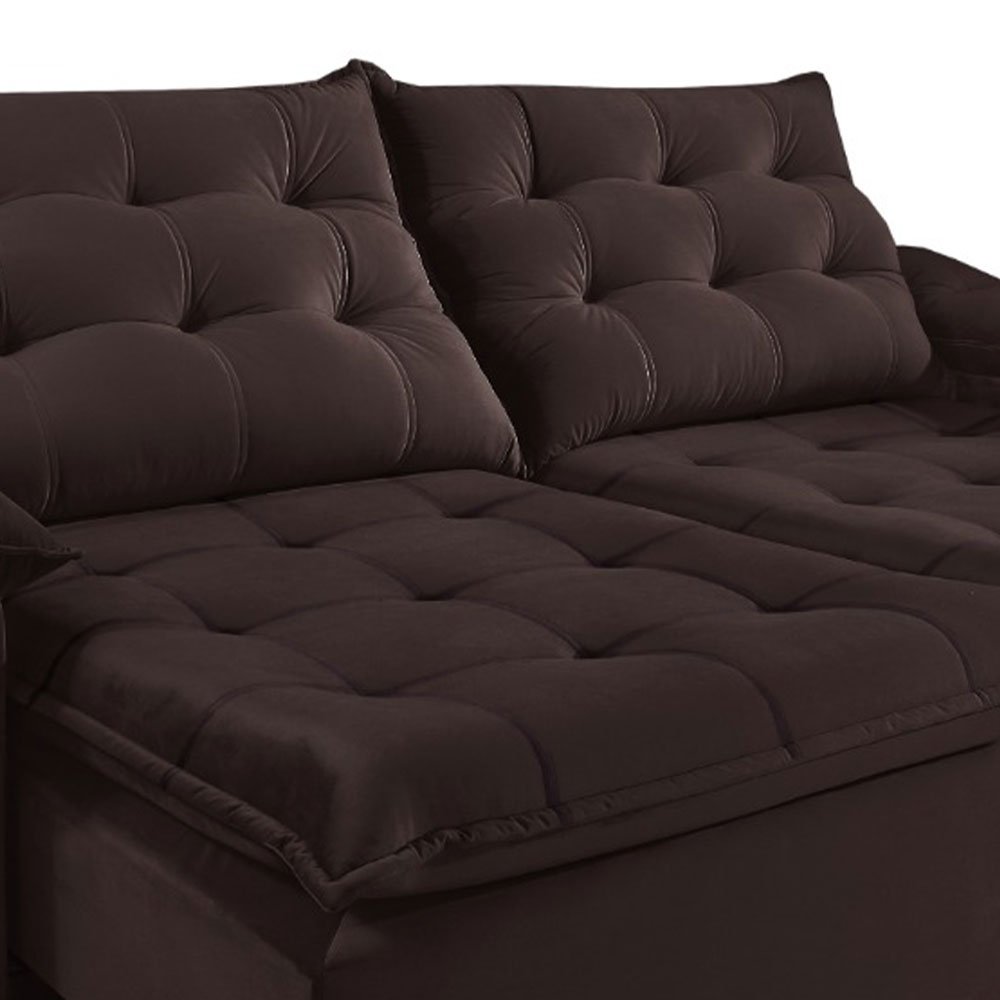 Sofá Retrátil e Reclinável 2 Lugares 2,50m Suede Maceió Bonato Marrom