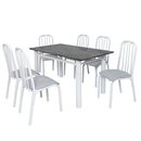 Conjunto de Mesa Com 6 Cadeiras Para Cozinha Tampo Retangular e Granito 1,50m Branco Sofia Ciplafe