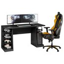 Mesa Gamer Para Computador Escrivaninha Com 4 Prateleiras e Suporte Para Fone de Ouvido NT2020 Notável Preto