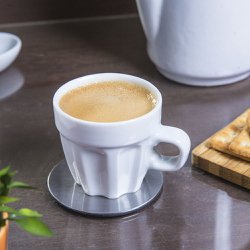 kit 6 Apoio Copo Bolacha Xicara de café em Inox -Redondo 7cm