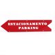Placa de Estacionamento Parking - Sentido Esquerdo - Aço - Vermelho