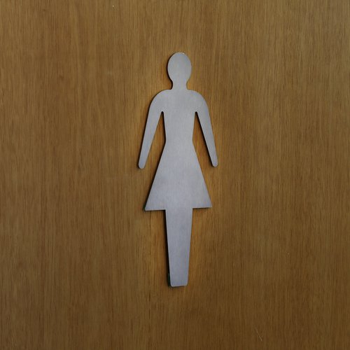 Placa Adesiva para Porta Banheiro WC Inox Escovado Feminino