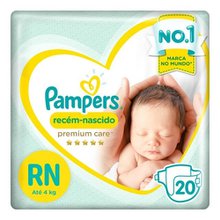 Fralda infantil Pampers Premium Care Mega tamanho RN com 20 unidades