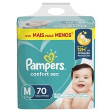 Fralda infantil Pampers Confortsec Fortebag tamanho M com 70 unidades