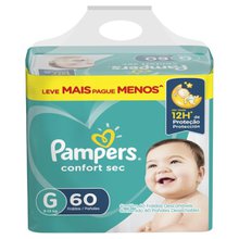 Fralda infantil Pampers Confortsec Fortebag tamanho G com 60 unidades