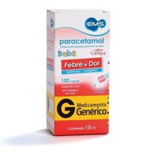 Paracetamol Bebê 100Mg/Ml Suspensão Oral Sabor Cereja Com 15Ml EMS