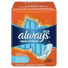 Absorvente Always Básico Super Proteção Seco sem Abas com 8