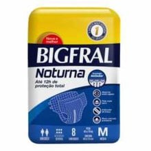 Fralda Geriátrica Bigfral Plus Noturna tamanho M com 8 unidades