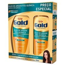 Shampoo 300ml + Condicionador 200 ml Niely Gold Pós Quimica kit