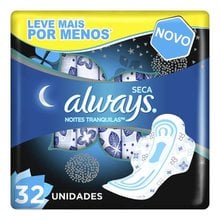 Absorvente Always Noites Tranquilas Seca Com Abas Com 32 Unidades