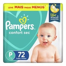 Fralda Infantil Pampers Confortsec Fortebag Tamanho P Com 72 Unidades