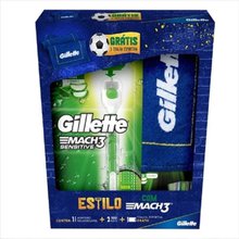 Kit Gillette Mach3 Aparelho Sensitive + 2Cargas + Toalha