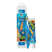 Kit Escova Dental Condor Hot Wheels 2-5 Anos + Gel Dental Tutti Frutti 50G + Estojo