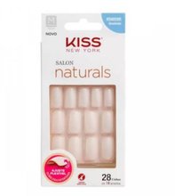 Unha Postiça kiss New York Salon Naturals Quadrado Médio Com 28 Unidades