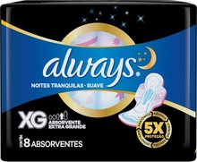 Absorvente Always Noites Tranquilas Cobertura Suave Com Abas Xg Com 8 Unidades