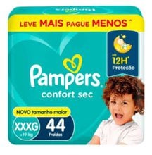 Fralda Infantil Pampers Confortsec Fortebag Tamanho XXXG Com 44 Unidades
