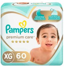 Fralda Infantil Pampers Premium Care XG Com 60 Unidades