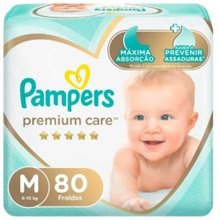 Fralda Infantil Pampers Premium Care M Com 80 Unidades