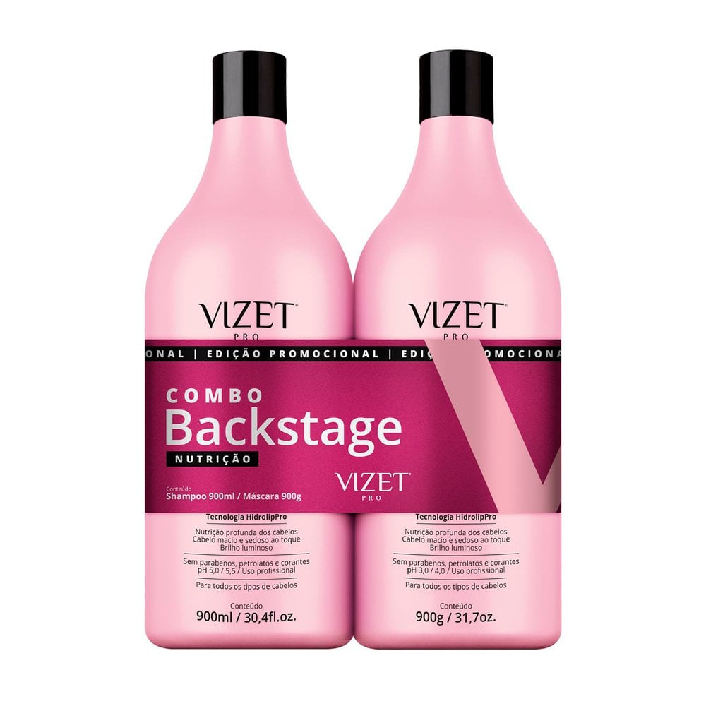 Kit Vizet Backstage Nutrição Shampoo + Máscara 900ml