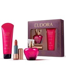 Kit Eudora Kiss Me Rosa Marcante Perfume Feminino Deo Colônia Eudora Kiss Me Rosa Marcante 50ml + Hidratante Corporal 100ml + Batom Soul