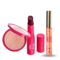 Kit maquiagem Niina Secrets Batom Hidra Balm Vinho + Iluminador Eudora by Glow Rose + Gloss Luminous Bronze