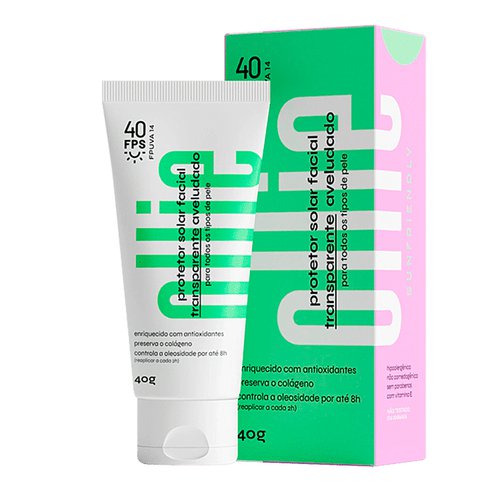 Protetor Solar Facial Ollie Transparente Aveludado FPS 40 40g