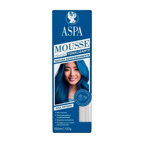 Tonalizante Mousse Aspa Tintura Semipermanente Azul Artemis 150ml