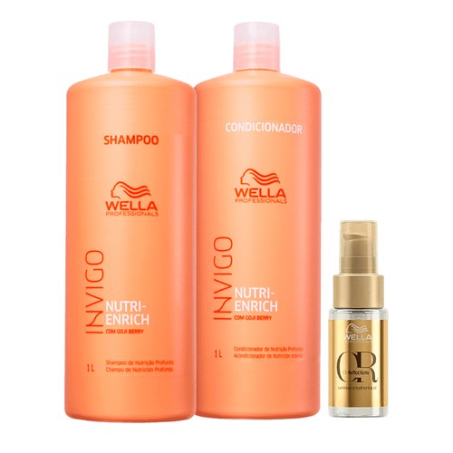 Kit Wella Nutri Enrich Shampoo 1L + Condicionador 1L + Óleo Oil Reflections 30ml