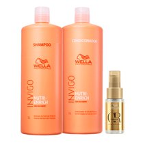 Kit Wella Nutri Enrich Shampoo 1L + Condicionador 1L + Óleo Oil Reflections 30ml