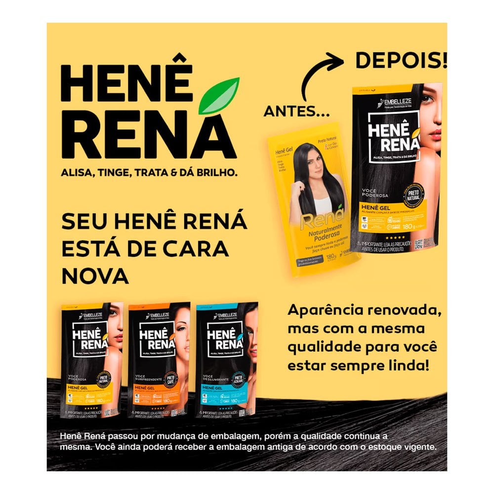 その他 rena Henê Rená Pouch Preto Natural 180g | Nova Era Cosméticos