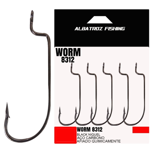 Anzol De Pesca Albatroz Worm Off Set 8312 Black Nickel