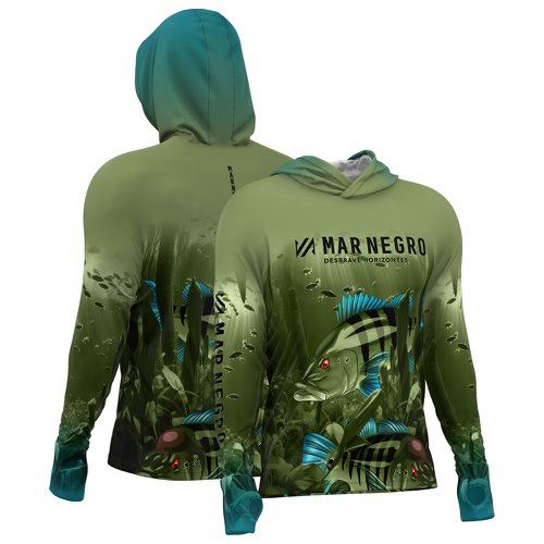 Camisa De Pesca X Protection Mar Negro Sublimada Tucuna Family Masculina UV50+