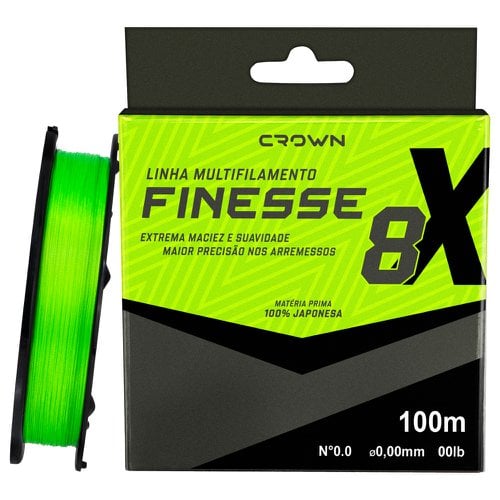 Linha Multifilamento Crown Finesse 8x (8 Fios) 100 Metros