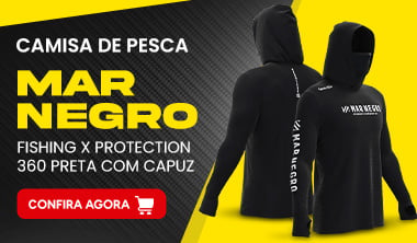 Camiseta Mar Negro Fishing X Protection 360 Preta Com Capuz e Buff