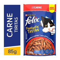 Ração Úmida Nestlé Purina Felix Fantastic Tiritas Carne - 85g