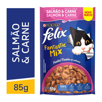 Ração Úmida Nestlé Purina Felix Fantastic Mix Salmão E Carne - 85g