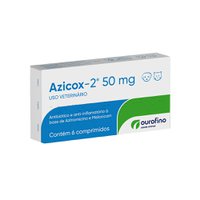 Antibiótico e Anti-Inflamatório Ourofino Azicox-2 50mg para Cães e Gatos