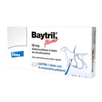 Antibiótico Elanco Baytril Flavour Enrofloxacino 50mg para Cães e Gatos