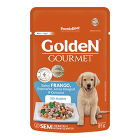 Ração Úmida Sachê GoldeN Gourmet Frango, Espinafre, Arroz Integral & Cenoura para Cães Filhotes
