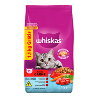 Ração Seca Whiskas Carne Para Gatos Adultos Castrados - Pague 9kg Leve 10.1kg