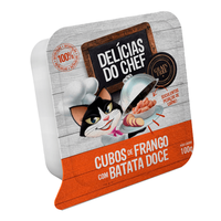 Petisco Snack Delicias Do Chef Cubos De Frango Com Batata Doce Para Gatos - 100g