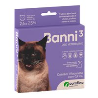 Antipulgas Ourofino Banni 3 0,9ml para Gatos Adultos e Filhotes de 2,6kg a 7,5kg